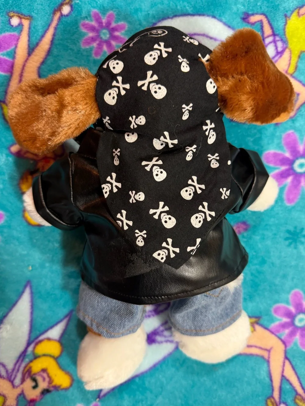 2008 NANCO Beadle Beagle Biker Plush Leather Jacket Skull Bandana Chain Wallet